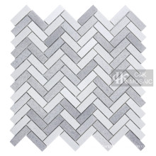Grey Glass Mosaic Tile Backsplash Herringbone Tiles​